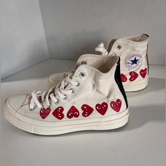 Comme des Garçons Play x Chuck 70 Hi top ‘Multi Heart’ white sneakers - Picture 2 of 11